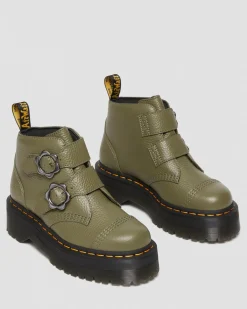 Dr. Martens Devon Bloemengesp Gemalen Nappa Leren Platformlaarzen^WOMENS Zachte Leren Laarzen