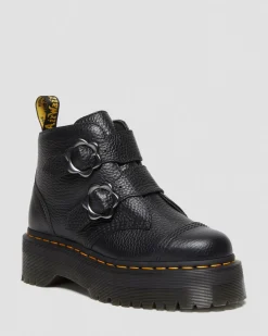 Dr. Martens Devon Bloemengesp Gemalen Nappa Leren Platformlaarzen^WOMENS Zachte Leren Laarzen