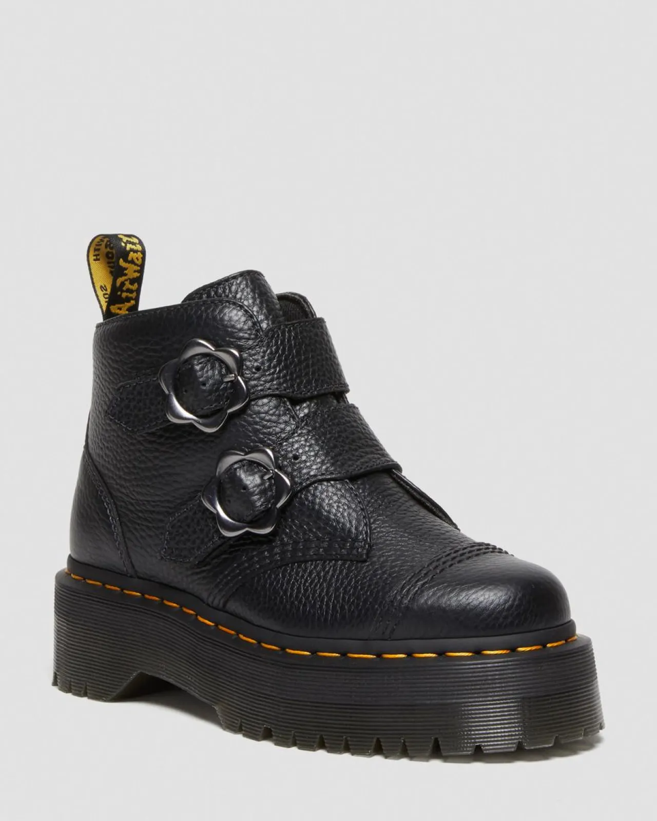Dr. Martens Devon Bloemengesp Gemalen Nappa Leren Platformlaarzen^WOMENS Zachte Leren Laarzen