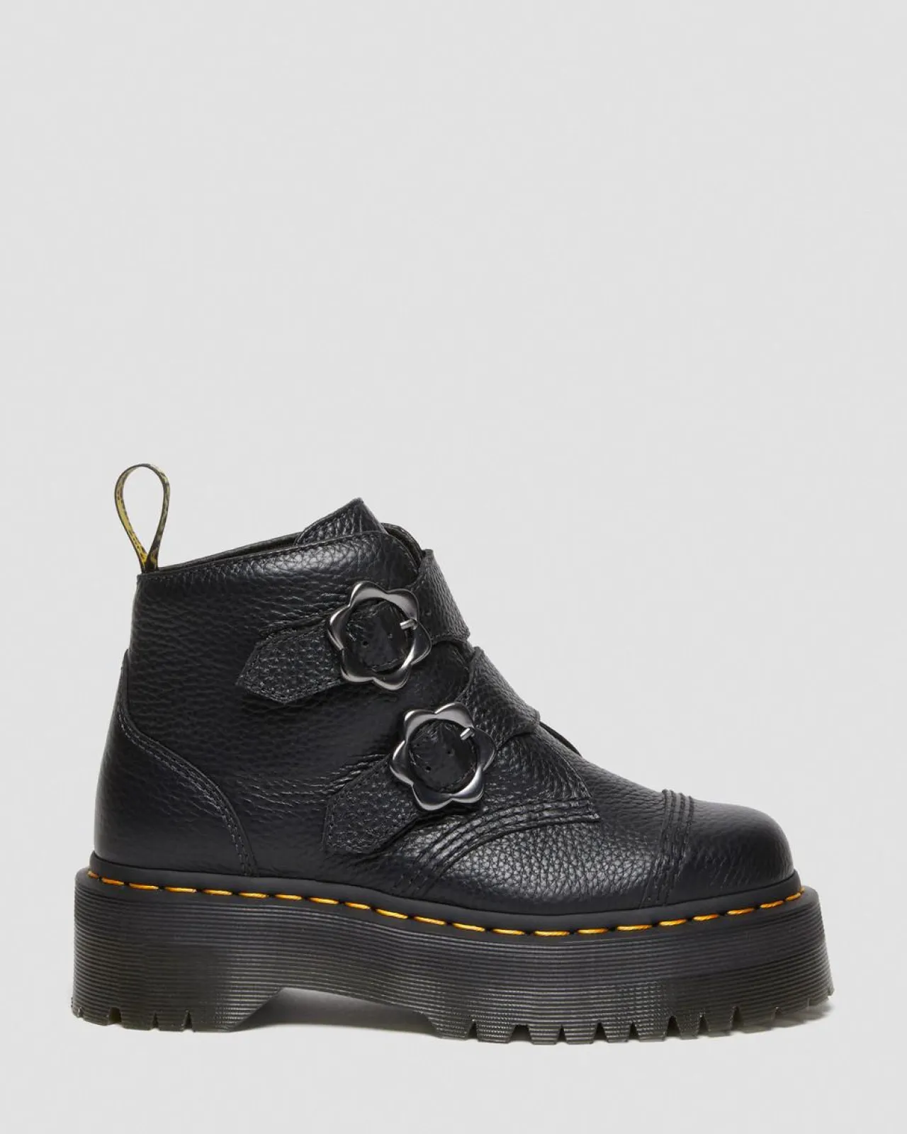 Dr. Martens Devon Bloemengesp Gemalen Nappa Leren Platformlaarzen^WOMENS Zachte Leren Laarzen