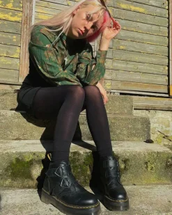 Dr. Martens Devon Heart Leren Platform Laarzen^WOMENS Enkellaarzen|Platform Laarzen