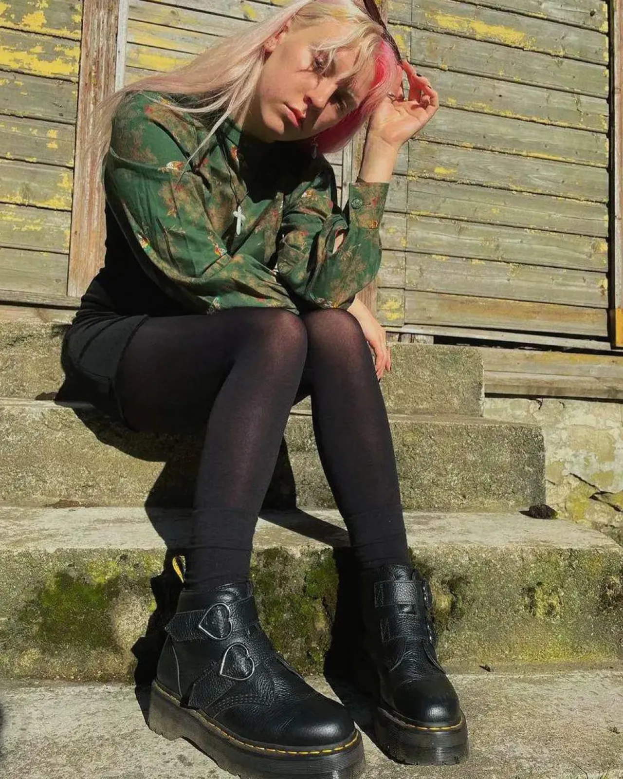 Dr. Martens Devon Heart Leren Platform Laarzen^WOMENS Enkellaarzen|Platform Laarzen