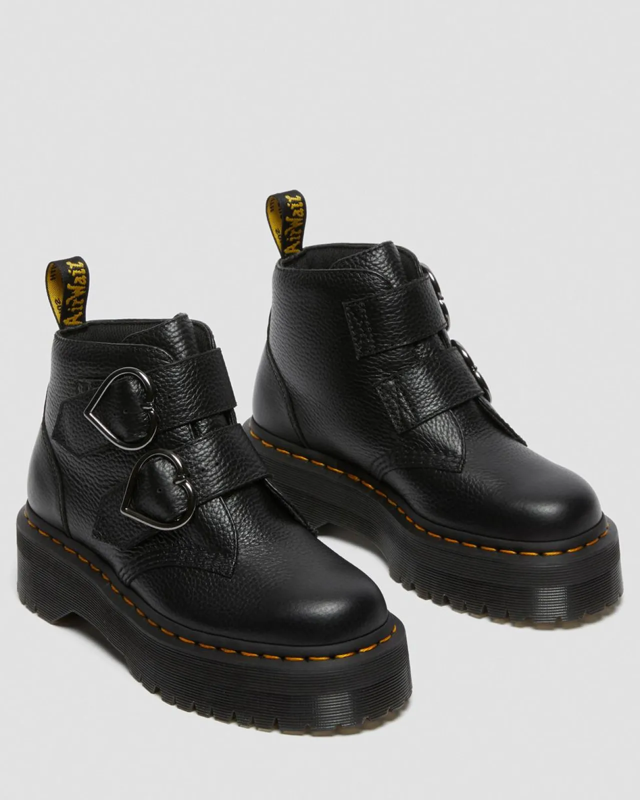Dr. Martens Devon Heart Leren Platform Laarzen^WOMENS Enkellaarzen|Platform Laarzen