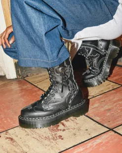 Dr. Martens Jadon Hi Contrasterende Steek Leren Platform Laarzen^ Nieuw Binnen|Trending Stijlen