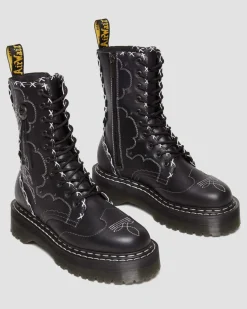 Dr. Martens Jadon Hi Contrasterende Steek Leren Platform Laarzen^ Nieuw Binnen|Trending Stijlen