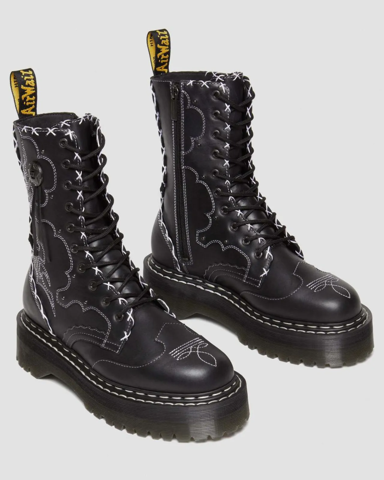 Dr. Martens Jadon Hi Contrasterende Steek Leren Platform Laarzen^ Nieuw Binnen|Trending Stijlen