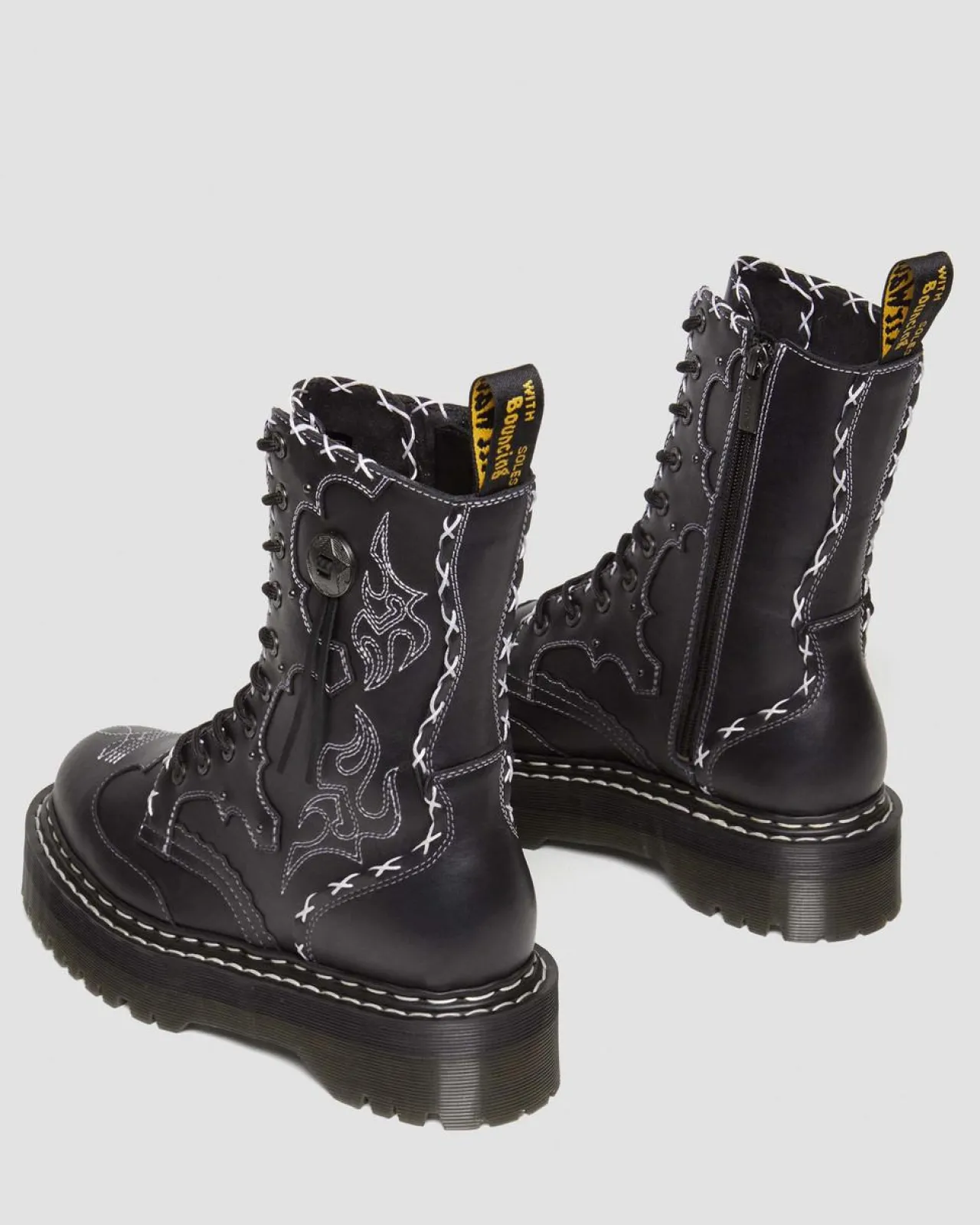 Dr. Martens Jadon Hi Contrasterende Steek Leren Platform Laarzen^ Nieuw Binnen|Trending Stijlen