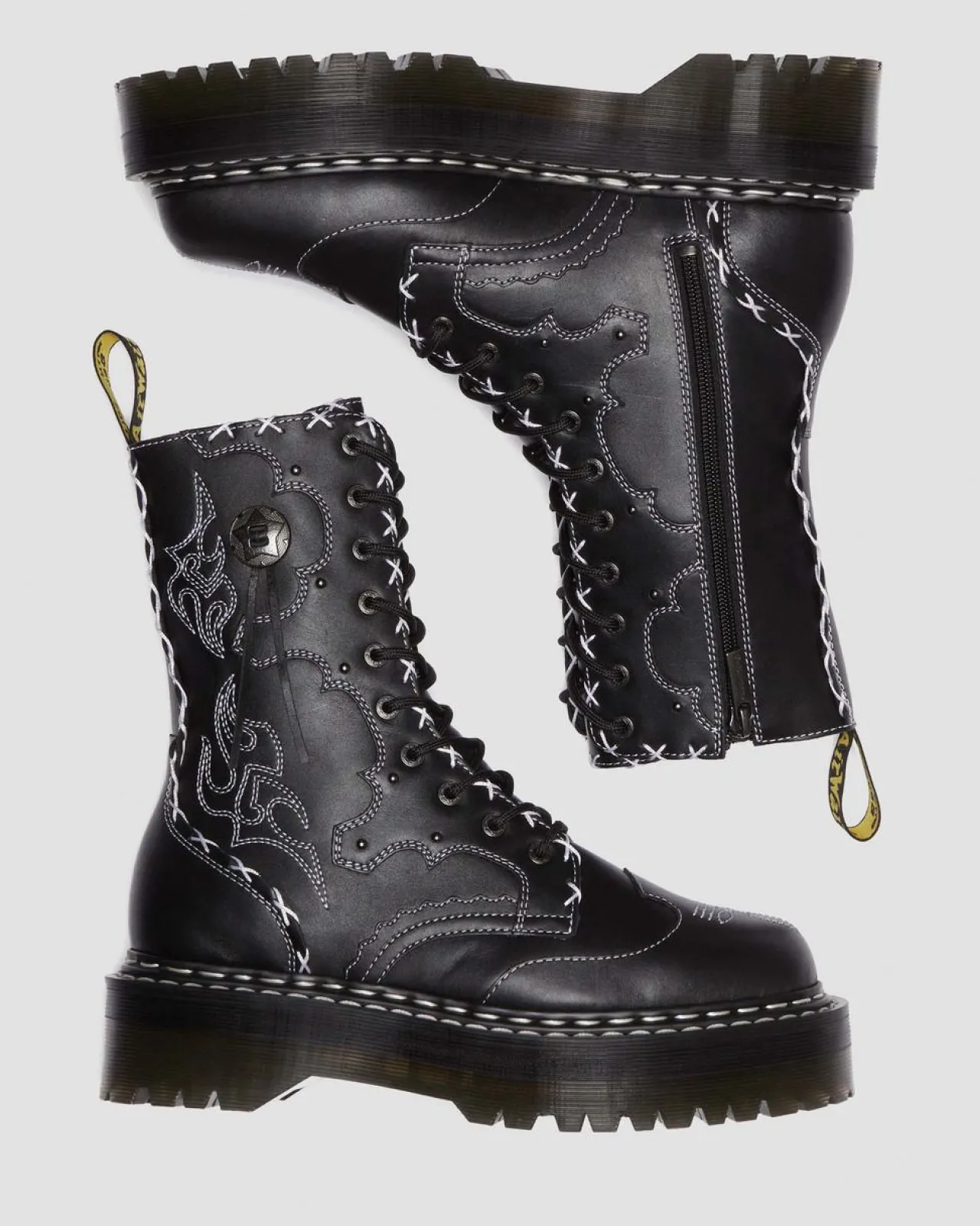 Dr. Martens Jadon Hi Contrasterende Steek Leren Platform Laarzen^ Nieuw Binnen|Trending Stijlen
