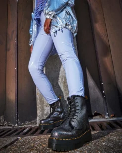 Dr. Martens Jadon Metallic Leren Platform Laarzen Met Imitatiebont Voering^WOMENS Winterlaarzen|Veterlaarzen
