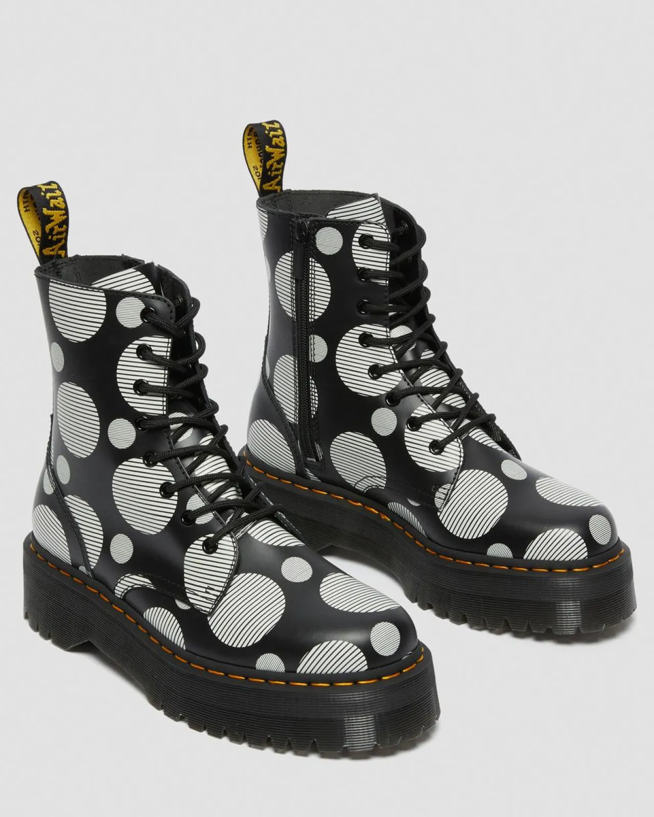 Dr. Martens Jadon Polka Dot Smooth Leren Platform Laarzen^WOMENS Platform Laarzen|Enkellaarzen