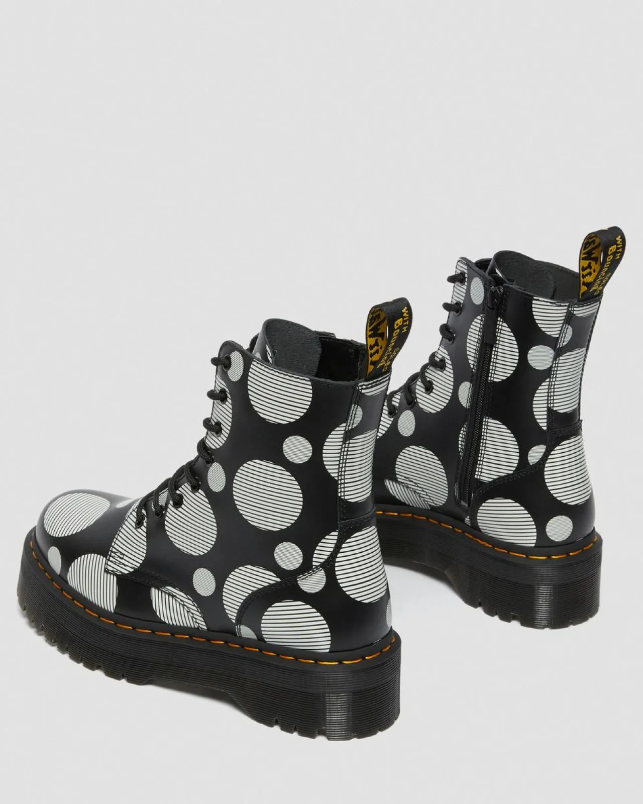 Dr. Martens Jadon Polka Dot Smooth Leren Platform Laarzen^WOMENS Platform Laarzen|Enkellaarzen