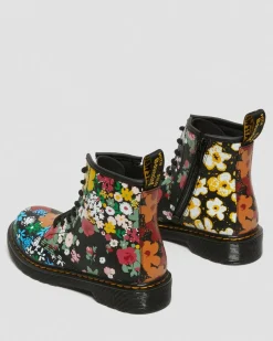 Dr. Martens Junior 1460 Floral Mash Up Hydro Leren Veterlaarzen^UNISEX Sale Voor Kinderen|Meisjes Schoolschoenen