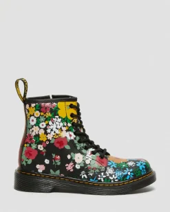 Dr. Martens Junior 1460 Floral Mash Up Hydro Leren Veterlaarzen^UNISEX Sale Voor Kinderen|Meisjes Schoolschoenen