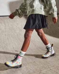 Dr. Martens Junior 1460 Floral Mash Up Hydro Leren Veterlaarzen^UNISEX Sale Voor Kinderen|Meisjes Schoolschoenen