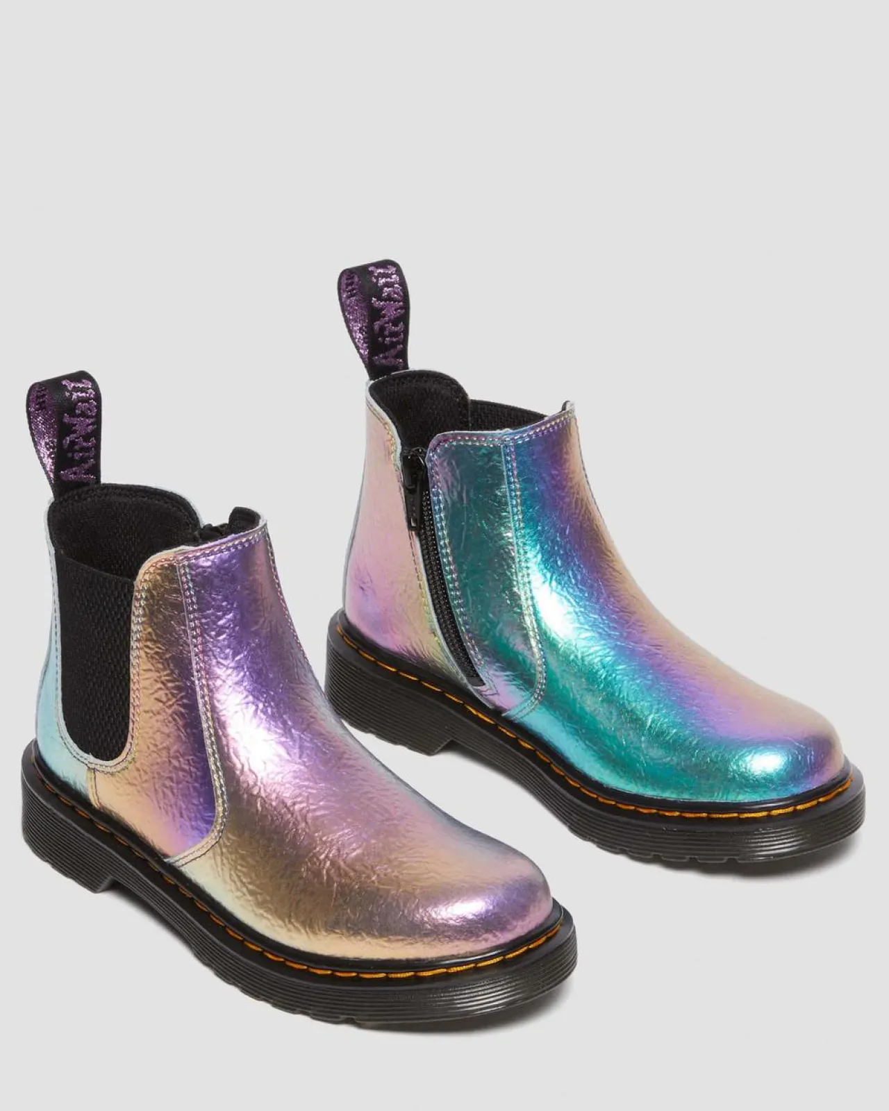 Dr. Martens Junior 2976 Regenboog Gekreukte Leren Chelsea Laarzen^UNISEX Sale Voor Kinderen|Laarzen
