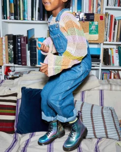 Dr. Martens Junior 1460 Regenboog Gekreukte Leren Veterlaarzen^UNISEX Sale Voor Kinderen|Laarzen