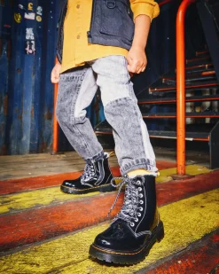 Dr. Martens Junior 1460 Serena Lak met Imitatiebont Gevoerde laarzen^ Sale Voor Kinderen