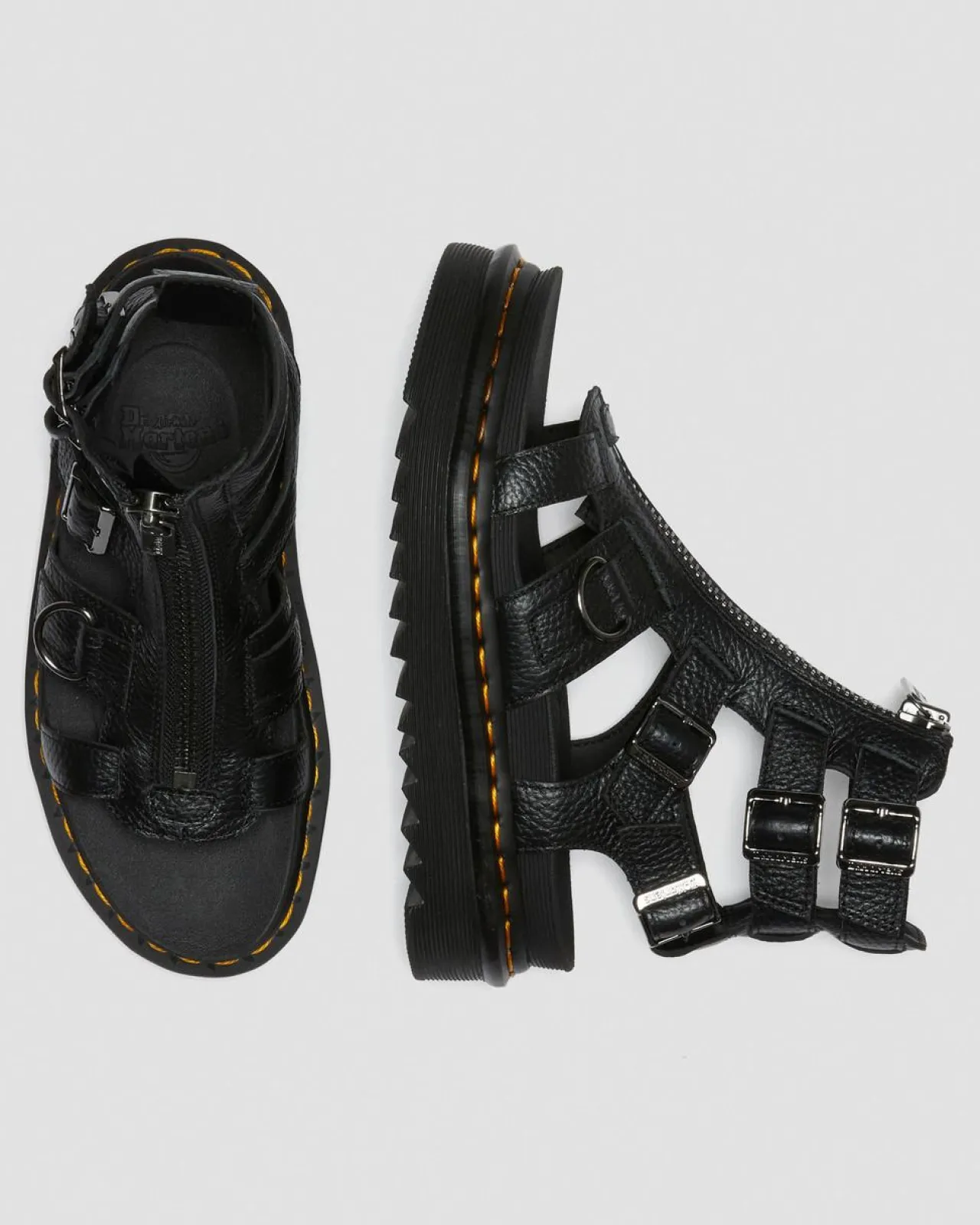 Dr. Martens Olson Leren Sandalen met Rits^WOMENS Lichte Sandalen|Gladiator Sandalen