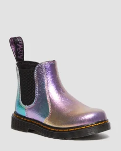 Dr. Martens Peuter 2976 Regenboog Gekreukte Leren Chelsea Laarzen^UNISEX Sale Voor Kinderen|Laarzen