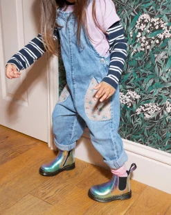 Dr. Martens Peuter 2976 Regenboog Gekreukte Leren Chelsea Laarzen^UNISEX Sale Voor Kinderen|Laarzen