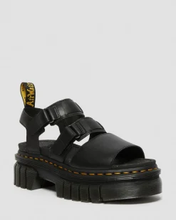 Dr. Martens Ricki Nappa Lux Leren Platform Sandelen met 3 Banden^WOMENS Lichte Sandalen|Platform Sandalen