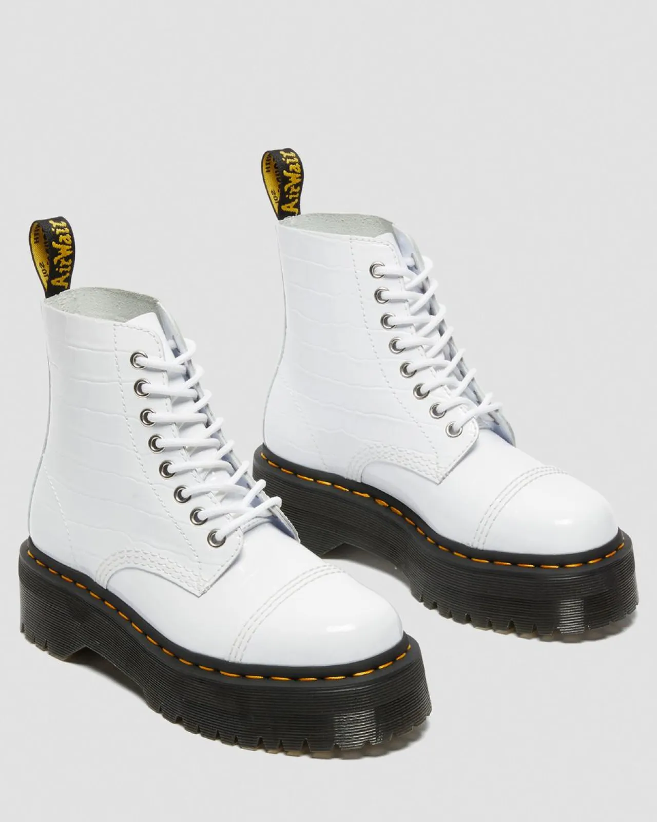 Dr. Martens SINCLAIR LAKLEREN PLATFORM LAARZEN MET KROKODILLEN reliëf^WOMENS Veterlaarzen|Platform Laarzen