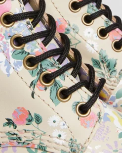 Dr. Martens Sinclair Leren Platform Laarzen Met Mash Up Bloemenprint^UNISEX Veterlaarzen|Enkellaarzen