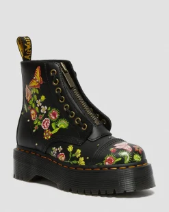 Dr. Martens Sinclair Leren Platform Laarzen met bloemenprint^WOMENS Platform Laarzen