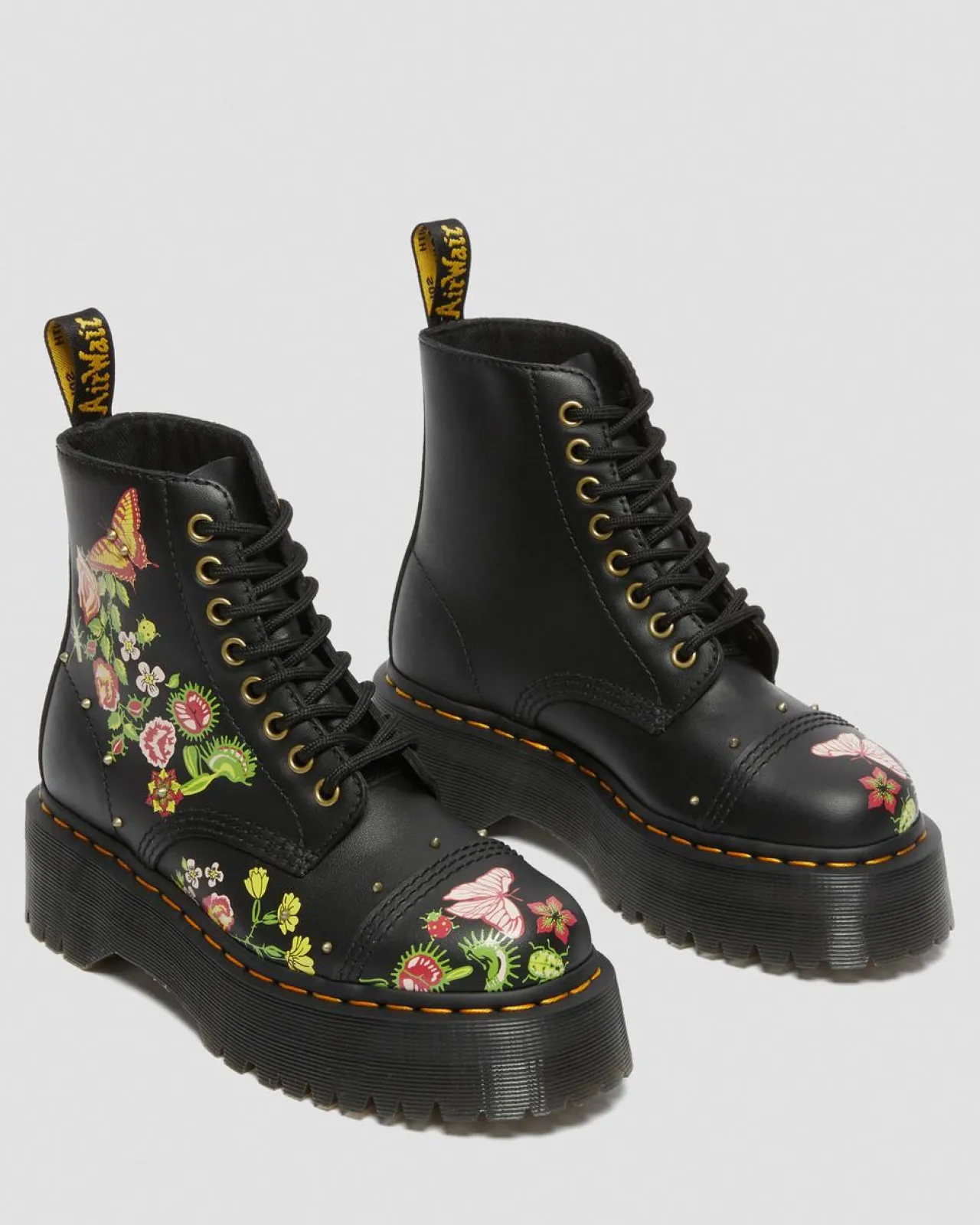 Dr. Martens Sinclair Leren Platform Laarzen met bloemenprint^WOMENS Platform Laarzen