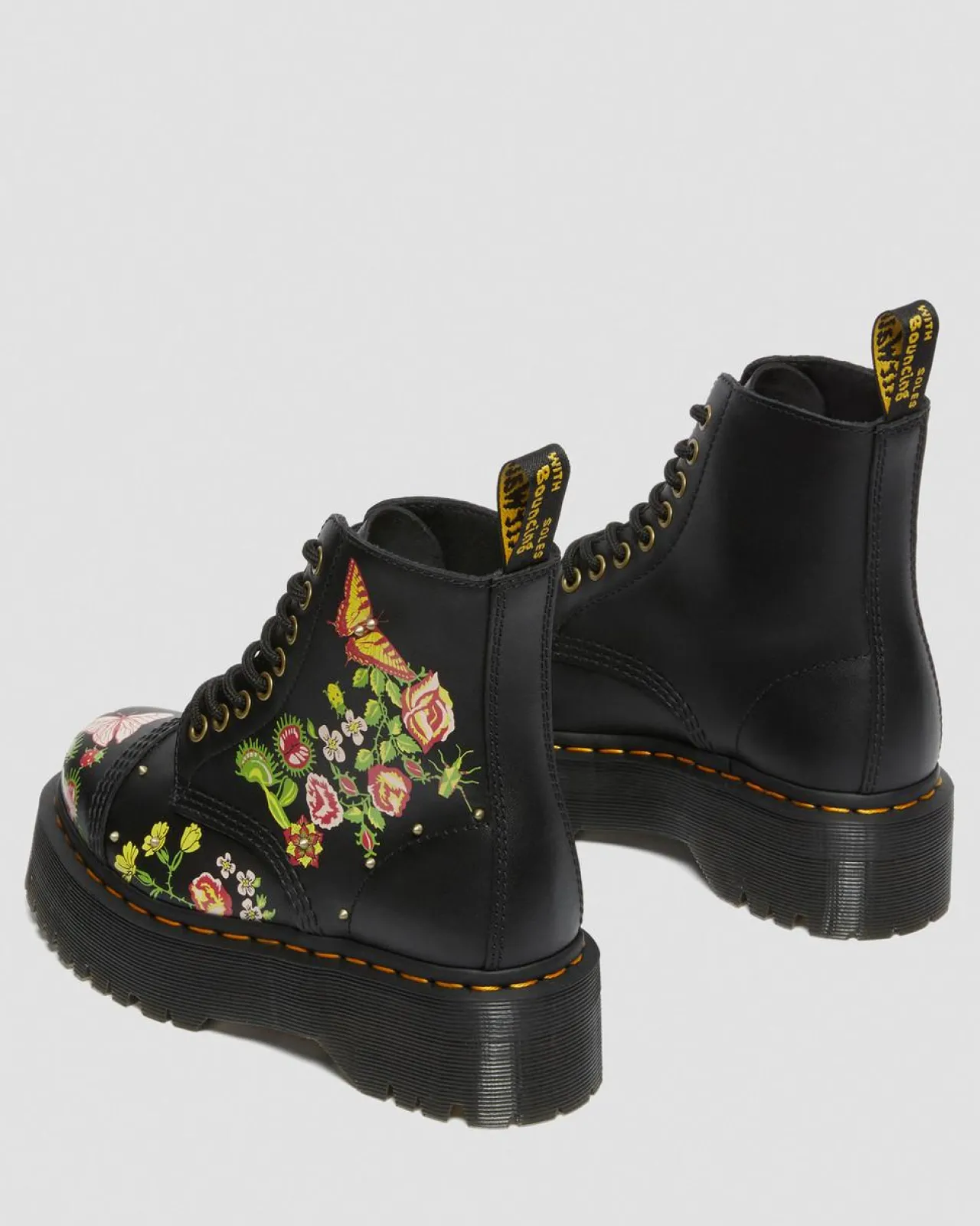 Dr. Martens Sinclair Leren Platform Laarzen met bloemenprint^WOMENS Platform Laarzen