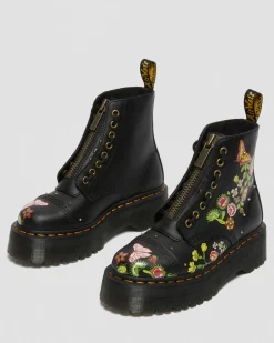 Dr. Martens Sinclair Leren Platform Laarzen met bloemenprint^WOMENS Platform Laarzen