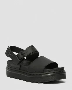 Dr. Martens Voss Hydro Leren Sandalen met Band^WOMENS Platform Sandalen|Zwarte Sandalen