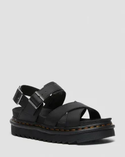 Dr. Martens Voss II Hydro Leren Sandalen met Band^WOMENS Lichte Sandalen|Zwarte Sandalen