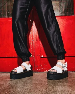 Dr. Martens Voss Quad Leren Platform Sandalen met band^WOMENS Lichte Sandalen|Platform Sandalen