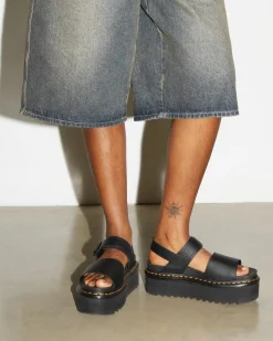 Dr. Martens Voss Quad Leren Platform Sandalen met band^WOMENS Lichte Sandalen|Platform Sandalen